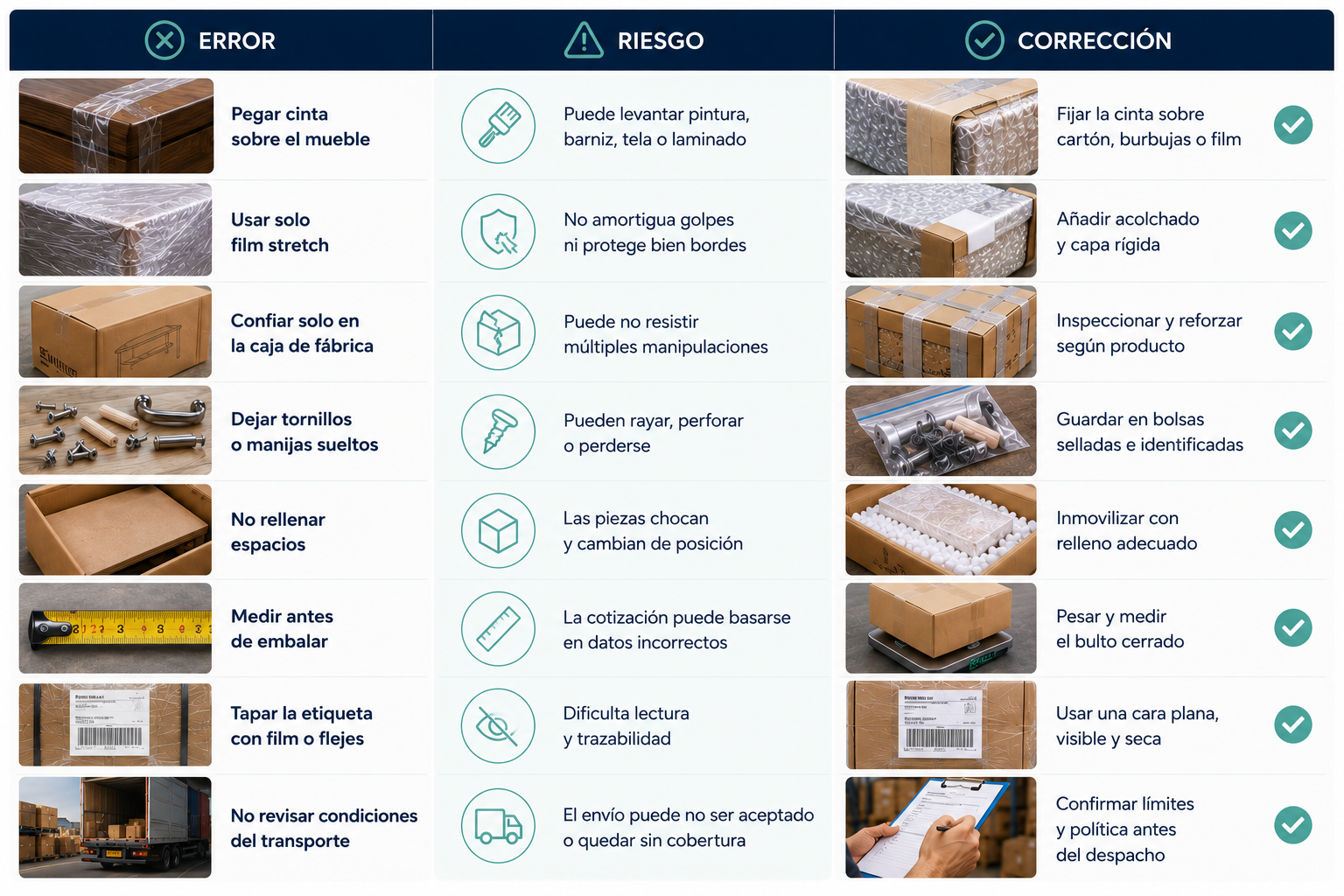 Errores frecuentes al embalar muebles
